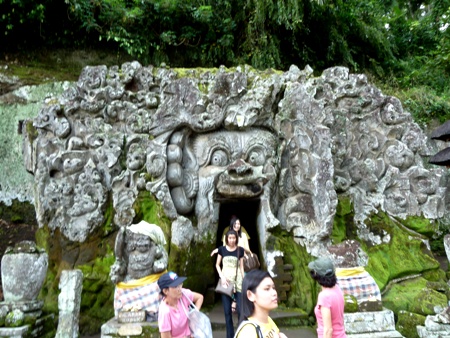The demon face entrance to Goa Gajah, the Elephant Cave near Ubud, Bali. The demon face entrance to Goa Gajah, the Elephant Cave near Ubud, Bali.