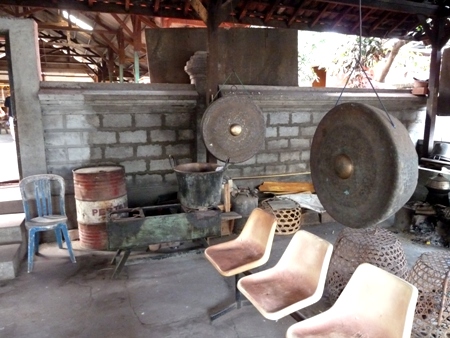 Gongs at the gamelan foundry in Blahbatuh, Bali.