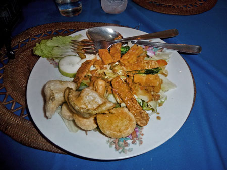 Rice and peanut sauce salad in Ubud, Bali.