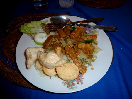 Rice and peanut sauce salad, Ubud, Bali. Rice and peanut sauce salad, Ubud, Bali.