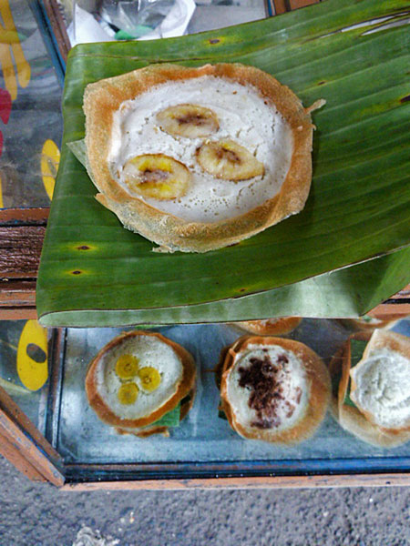 A little banana pie treat I bought from a cart in Solo, Java.