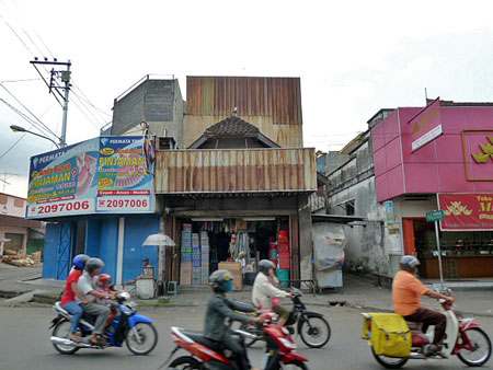 Colorful storefronts in Solo, Java.