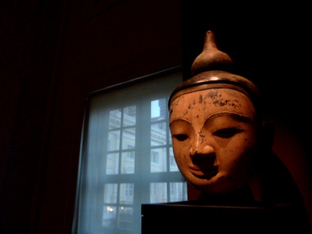 A big ol' Buddha head at the Asian Civilizations Museum in City Centre, Singapore.