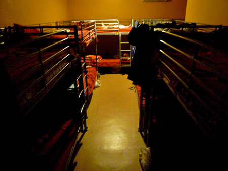 Bunk beds at the Inn Crowd hostel in Little India, Singapore.