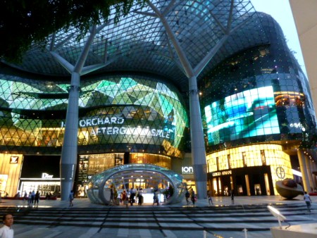 A spectacular facade at the Ion Orchard shopping mall on Orchard Road, Singapore. A spectacular facade at the Ion Orchard shopping mall on Orchard Road, Singapore.
