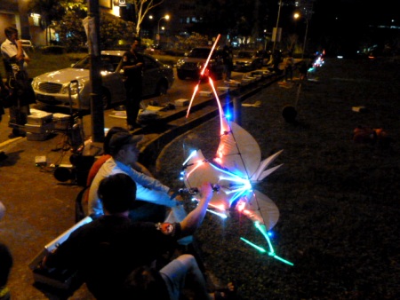 A radio-controlled kite at Clarke Quay, Singapore.