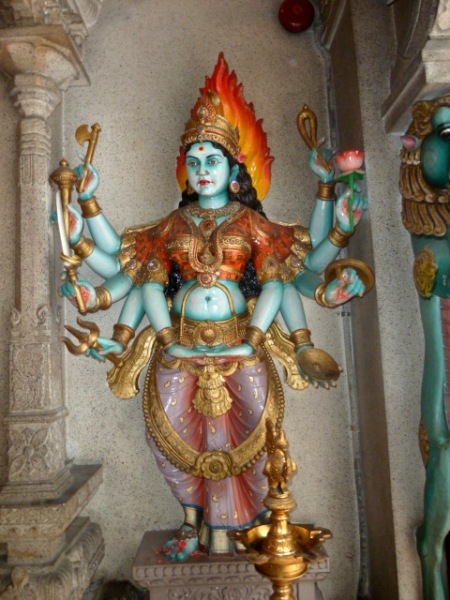 A statue of Kali at the Sri Veeramakaliamman Temple in Little India, Singapore. A statue of Kali at the Sri Veeramakaliamman Temple in Little India, Singapore.