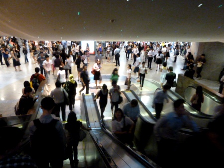 A hectic subway station in downtown Singapore.