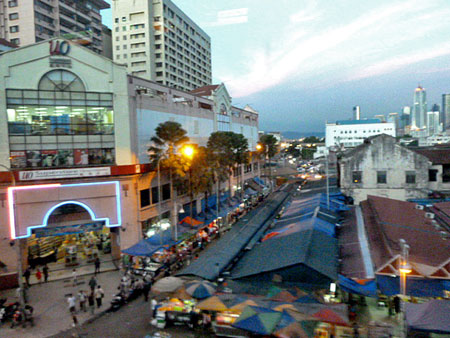Chow Kit market as seen from the KL Monorail in Kuala Lumpur, Malaysia.