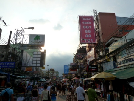 Tourist-filled Thanon Khao San in Banglamphu, Bangkok, Thailand. Tourist-filled Thanon Khao San in Banglamphu, Bangkok, Thailand.
