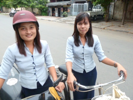 Two of the Royal Guest House girls head home after their shift. Mandalay, Myanmar. Two of the Royal Guest House girls head home after their shift. Mandalay, Myanmar.