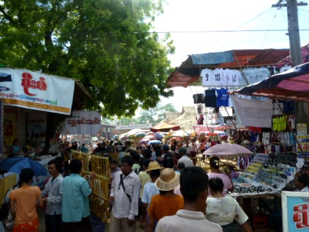Just one small sliver of the massive street fair at the nat pwe in Taungbyone, Myanmar. Just one small sliver of the massive street fair at the nat pwe in Taungbyone, Myanmar.
