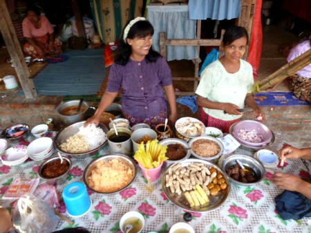 Burmese food for sale at the nat pwe in Taungbyone, Myanmar. Burmese food for sale at the nat pwe in Taungbyone, Myanmar.