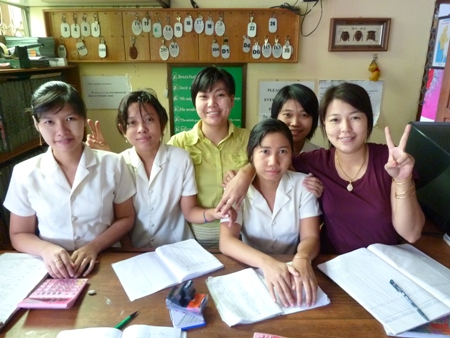 The girls who run the Motherland II Inn in Yangon, Myanmar. The girls who run the Motherland II Inn in Yangon, Myanmar.