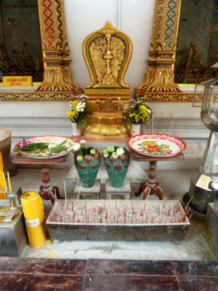 A small shrine at Wat Chana Songkhram in Banglamphu, Bangkok, Thailand. A small shrine at Wat Chana Songkhram in Banglamphu, Bangkok, Thailand.