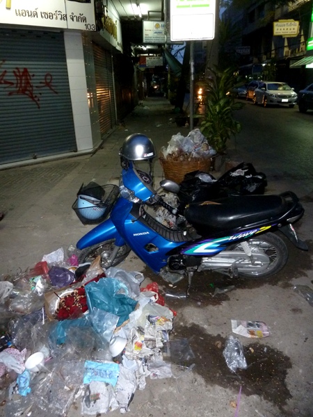 A typical trash explosion in Bangkok, Thailand.
