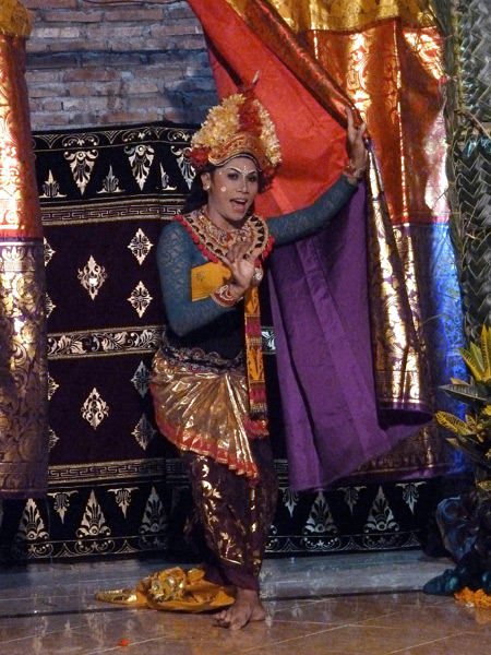 A Calon Arang performance at a Hindu temple ceremony in Bangli, Bali, Indonesia.