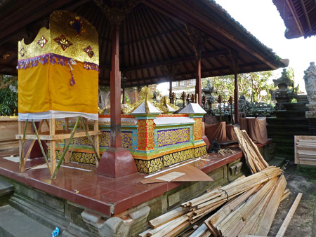 Another section of the royal cremation tower under construction in Ubud, Bali, Indonesia.