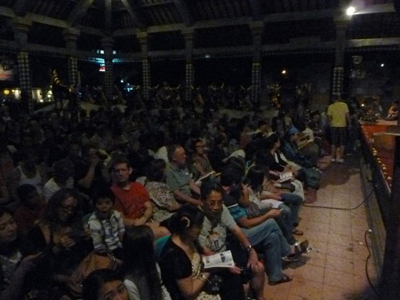 An overflowing audience at Ubud Palace in Ubud, Bali, Indonesia.