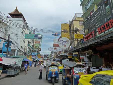 Thanon Khao San in Banglamphu, Bangkok, Thailand.