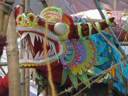 A dragon for the Hindu Durga Puja festival in Kumartuli, Kolkata, India.