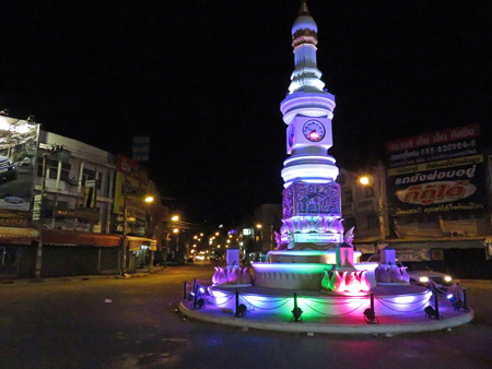 The clocktower in downtown Sukothai, Thailand.
