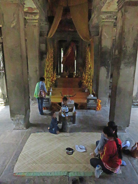 A Buddhist shrine inside Angkor Wat in Siem Reap, Cambodia.