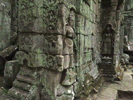 Beautiful carvings at Ta Prohm, Angkor in Siem Reap, Cambodia.