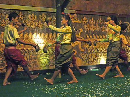 The Khmer Coconut Shells Dance at the Khmer BBQ in Siem Reap, Cambodia.