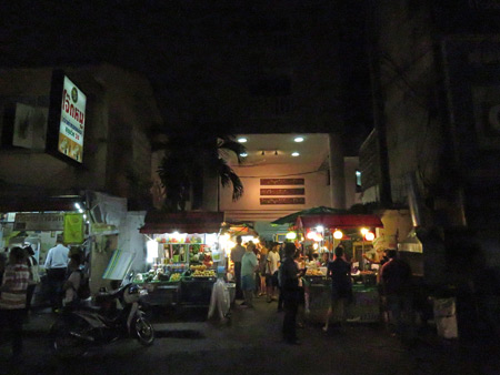 A few of the food stalls on Sukhumvit Soi 38 in Bangkok, Thailand.