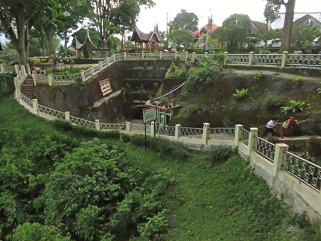 The entrance to Lobang Jepang in Taman Panorama in Bukittinggi, Sumatra, Indonesia.