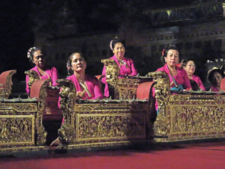 The Chandra Wati gamelan performs at the Water Palace in Ubud, Bali, Indonesia.