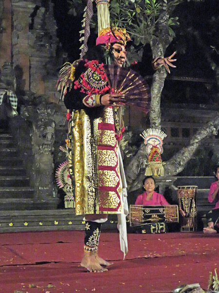 Chandra Wati performs a topeng (mask) dance at the Water Palace in Ubud, Bali, Indonesia.