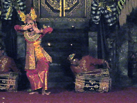 Bina Remaja perform the Legong Lasem dance at Ubud Palace in Ubud, Bali, Indonesia.