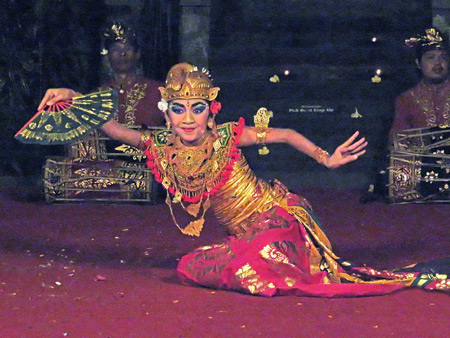 Bina Remaja perform the Kebyar Duduk dance at Ubud Palace in Ubud, Bali, Indonesia.