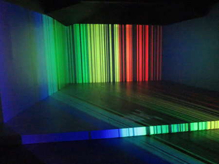An audio-visual installation called Frequencies by Eugenia Balcells at the Museo de Arte Contemporaneo in Ancon, Panama City, Panama.