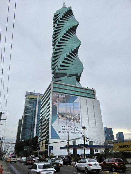 The Corkscrew, Drill Bit or Tornado skyscraper, or whatever you want to call it, in Downtown Panama City, Panama.