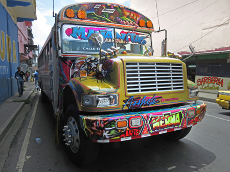 A Red Devil bus in Panama City, Panama.