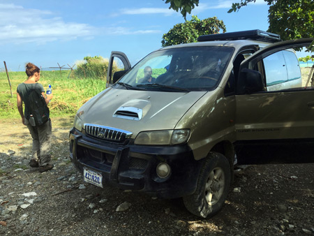 Our four-wheel drive van waits to shuttle us back to Puerto Jimenez on the Osa Peninsula, Costa Rica.