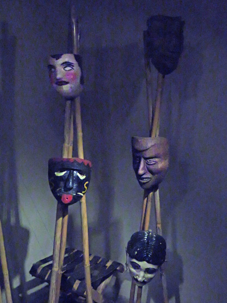 A collection of grotesque masks at the Museo de las Culturas de Oaxaca in Oaxaca City, Mexico.