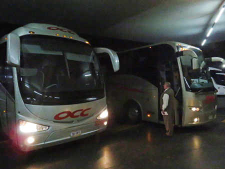 OCC and ADO buses at the Terminal Central Autobuses de Norte in Mexico City, Mexico.