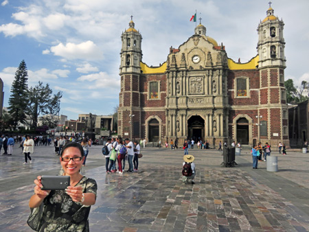 Dieu snaps a selfie in front of the Basilica of Our Lady of Guadalupe in Mexico City, Mexico.