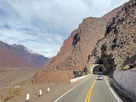 Proceeding into a tunnel in the Andes mountains, Argentina.