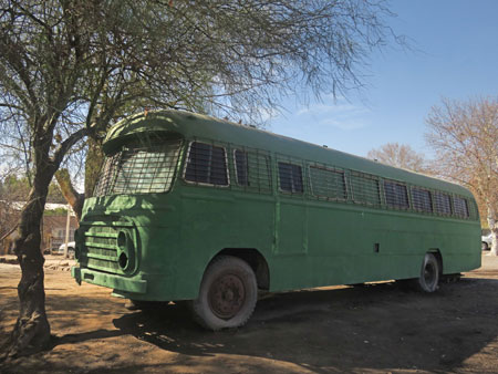This bus may be green, but it's definitely not environmentally friendly. Maipu, near Mendoza Argentina.