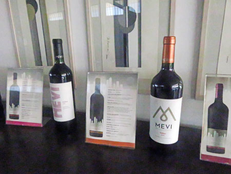 Bottles of wine at Mevi in Maipu, near Mendoza Argentina.