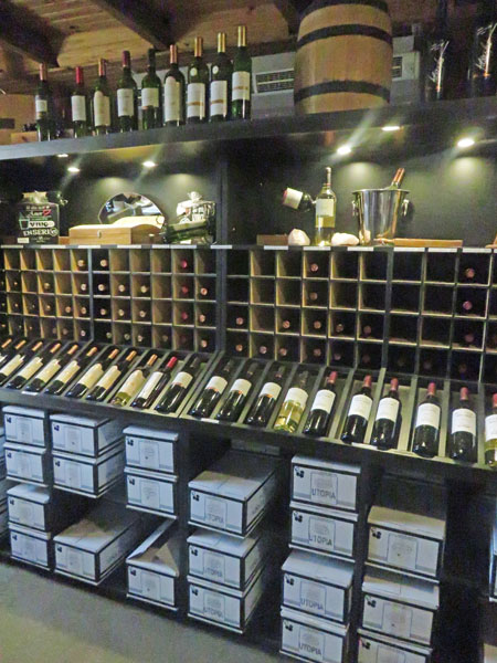 Bottles of wine on display at Bodega Viña el Cerno in Maipu, near Mendoza Argentina.