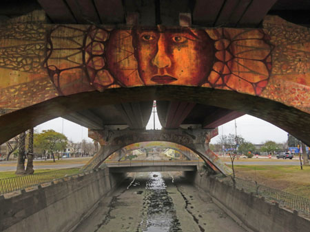 A mural under a highway overpass in Mendoza, Argentina.