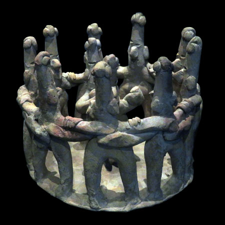 A circle of dancers made by the Colima and Nayarit people at the Museo Chileno de Arte Precolombino in Santiago, Chile.