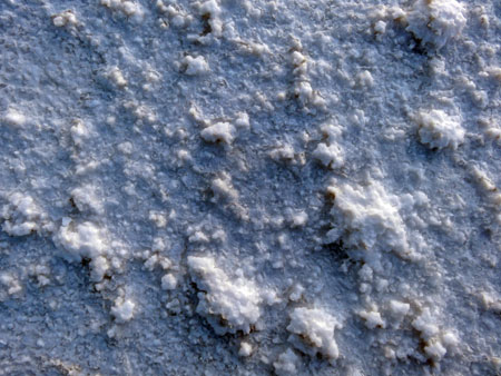 A close-up of the salty surface of the Salar de Uyuni, Bolivia.