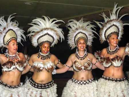 Dancers perform during the Puku Rangi Tea show at Pea Resto Bar in Hanga Roa, Rapa Nui, Chile.
